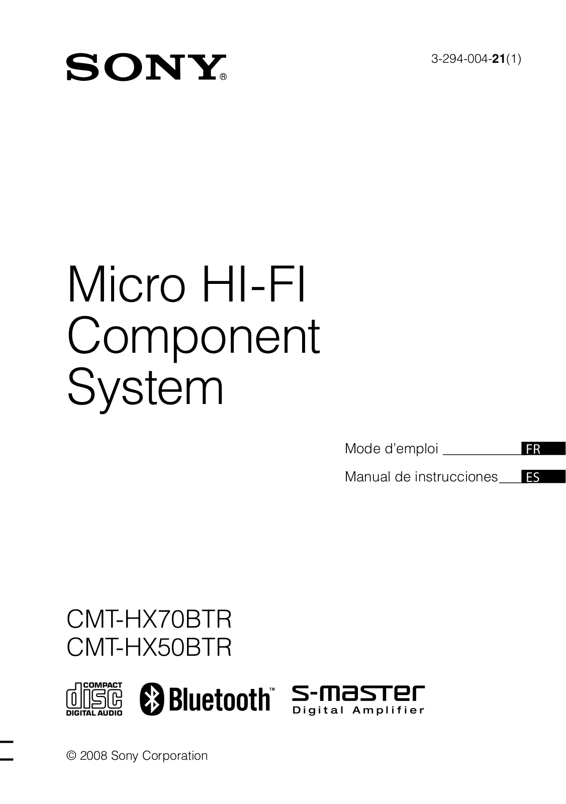 SONY CMT-HX50BTR, CMT-HX70 User Manual