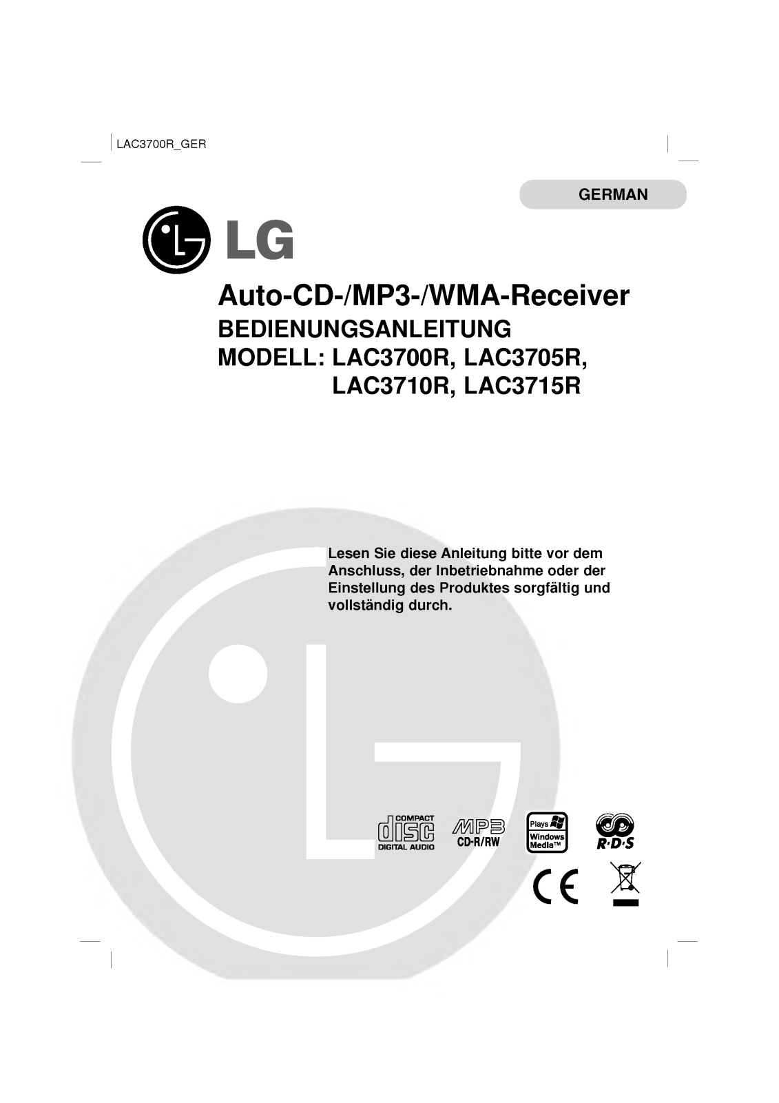 Lg LAC3700R User Manual