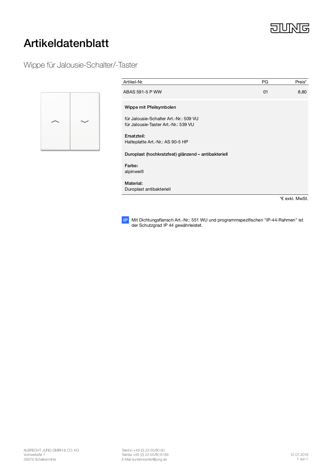 Jung ABAS 591-5 P WW User Manual