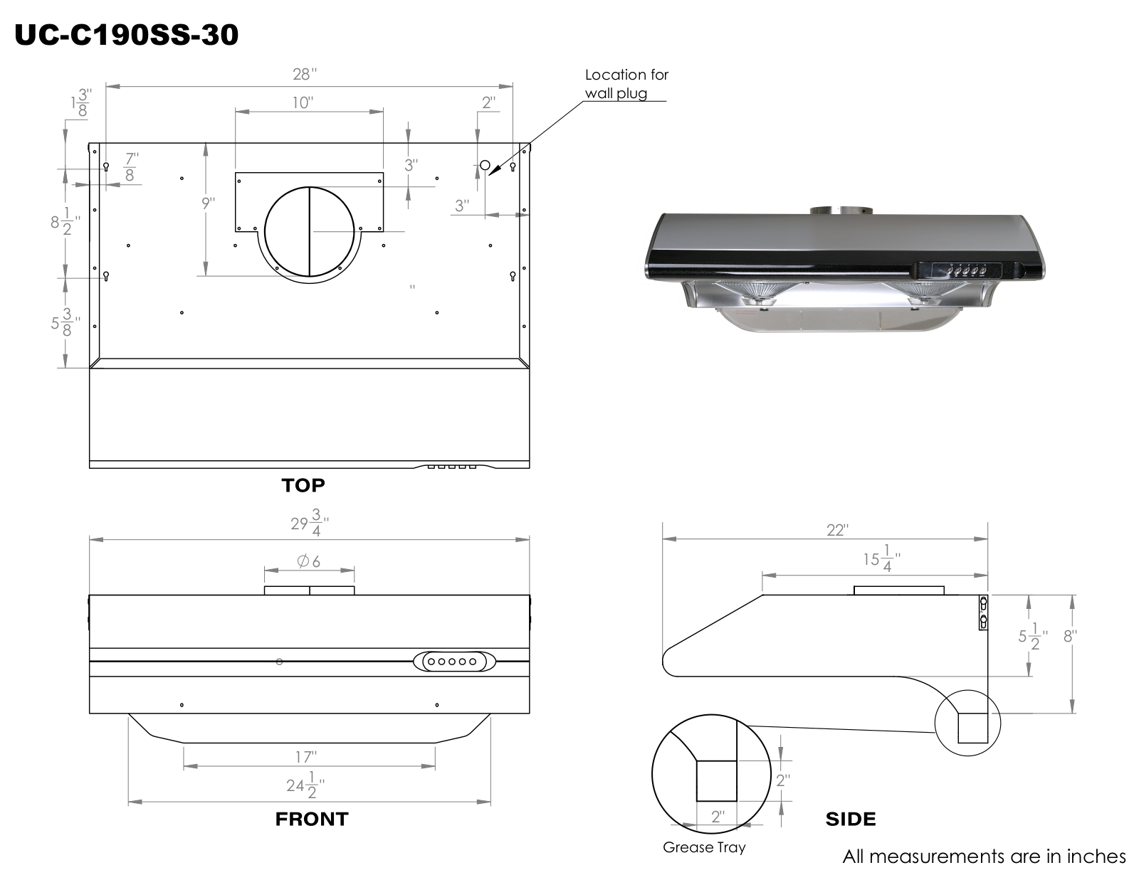 Hauslane CHFE1002 Dimensions - ManualMachine.com