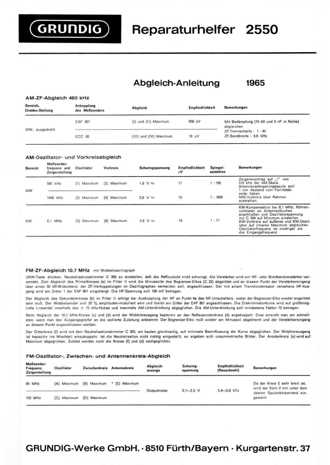 Grundig 2550 Service Manual