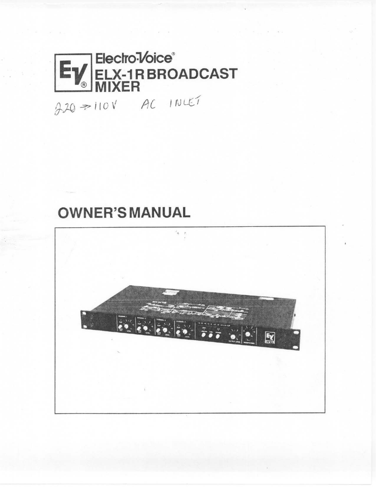 Electro-voice ELX-1R User Manual