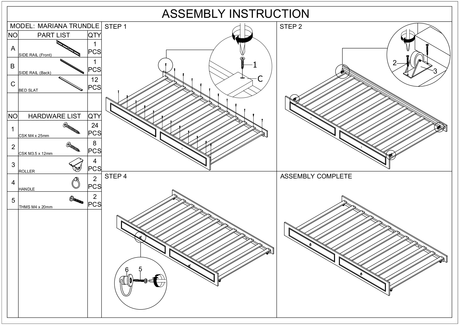 Wholesale Interiors MARIANAGREYTRUNDLE, MARIANATRUNDLE Assembly Guide