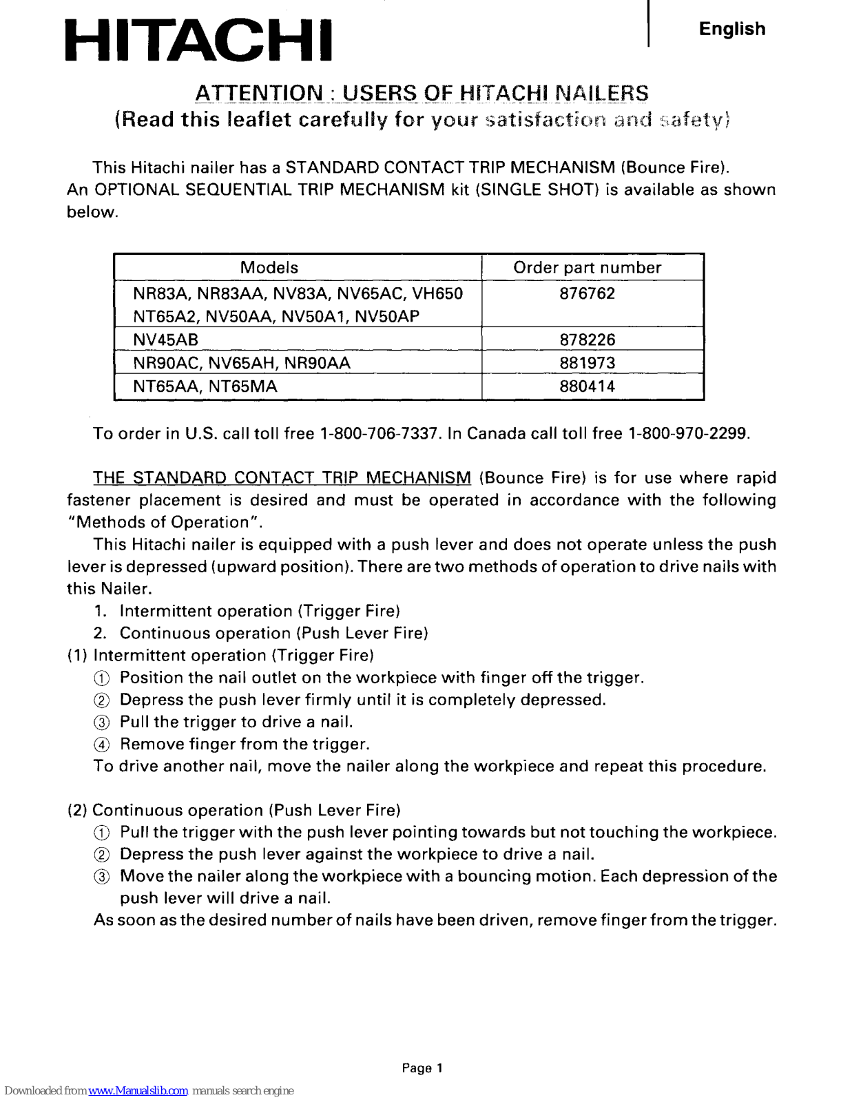 Hitachi NR83A, NR83AA, NV83A, NV65AC, VH650 Instruction Manual