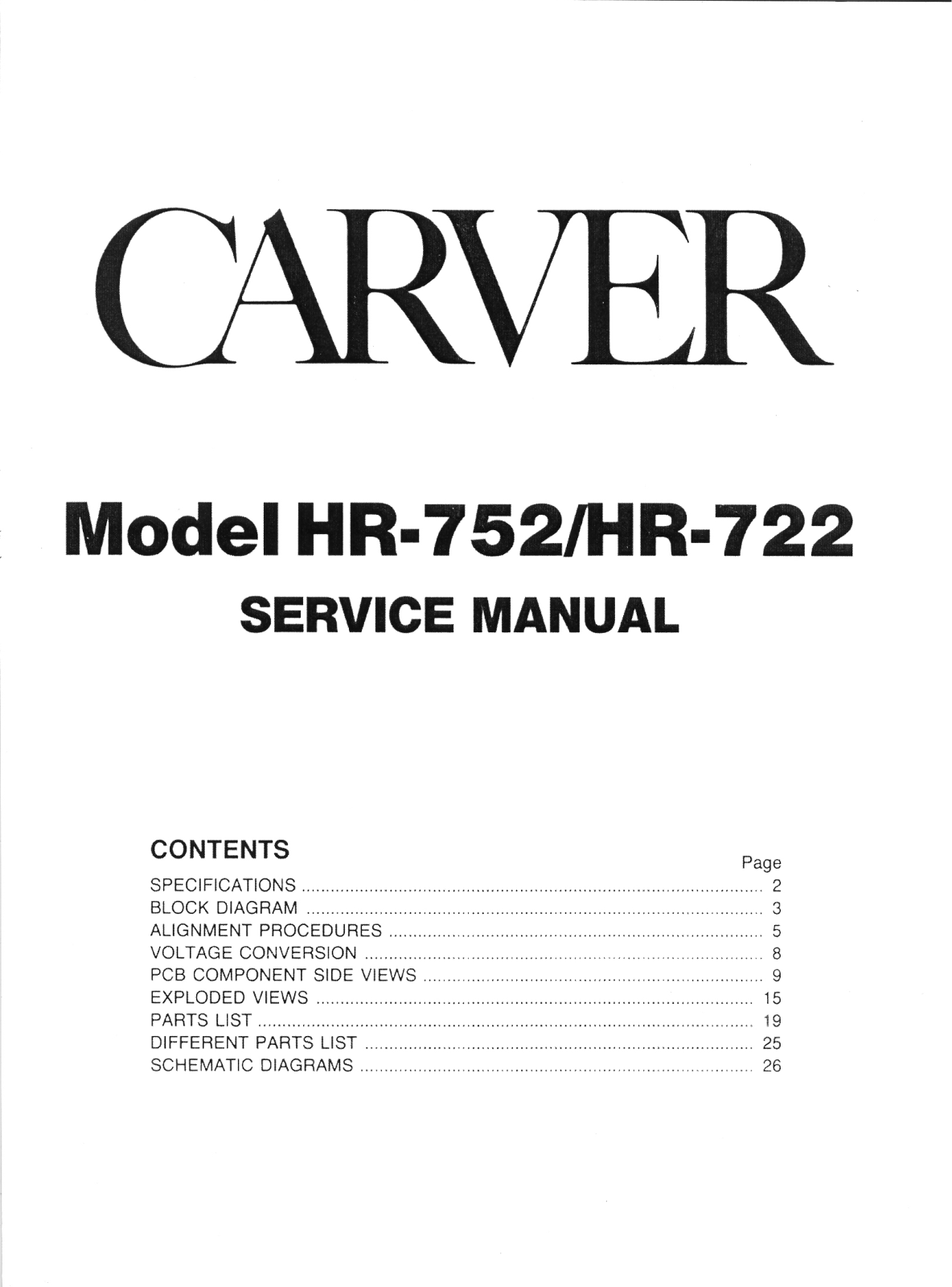 Carver HR-752 Service manual