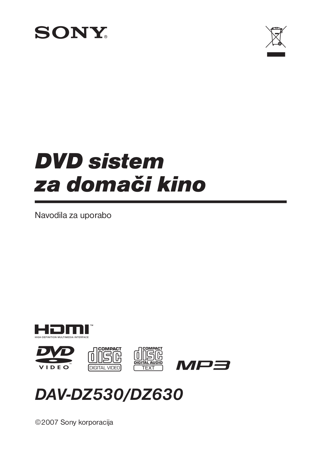 Sony DAV-DZ530 User Manual