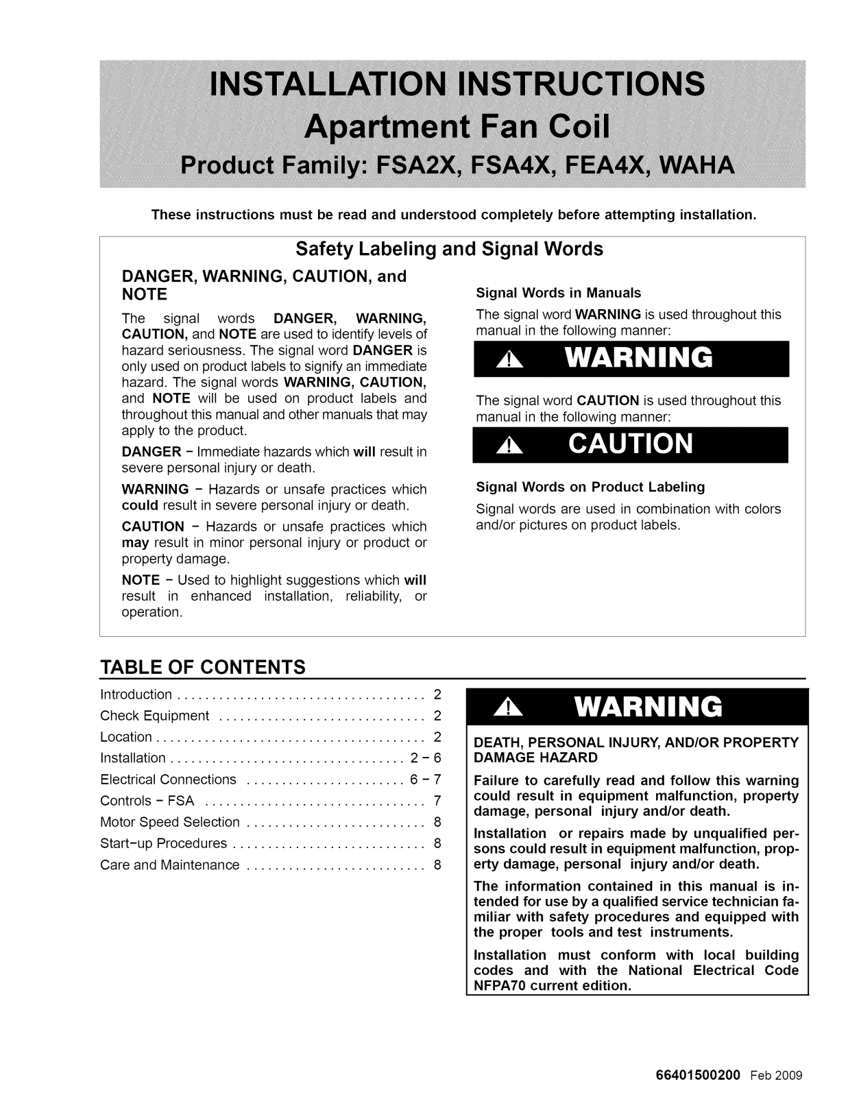 ICP FEA4X1805A1, FEA4X1807A1, FEA4X2405A1, FEA4X2407A1, FEA4X2411A1 Installation Guide - ManualMachine.com