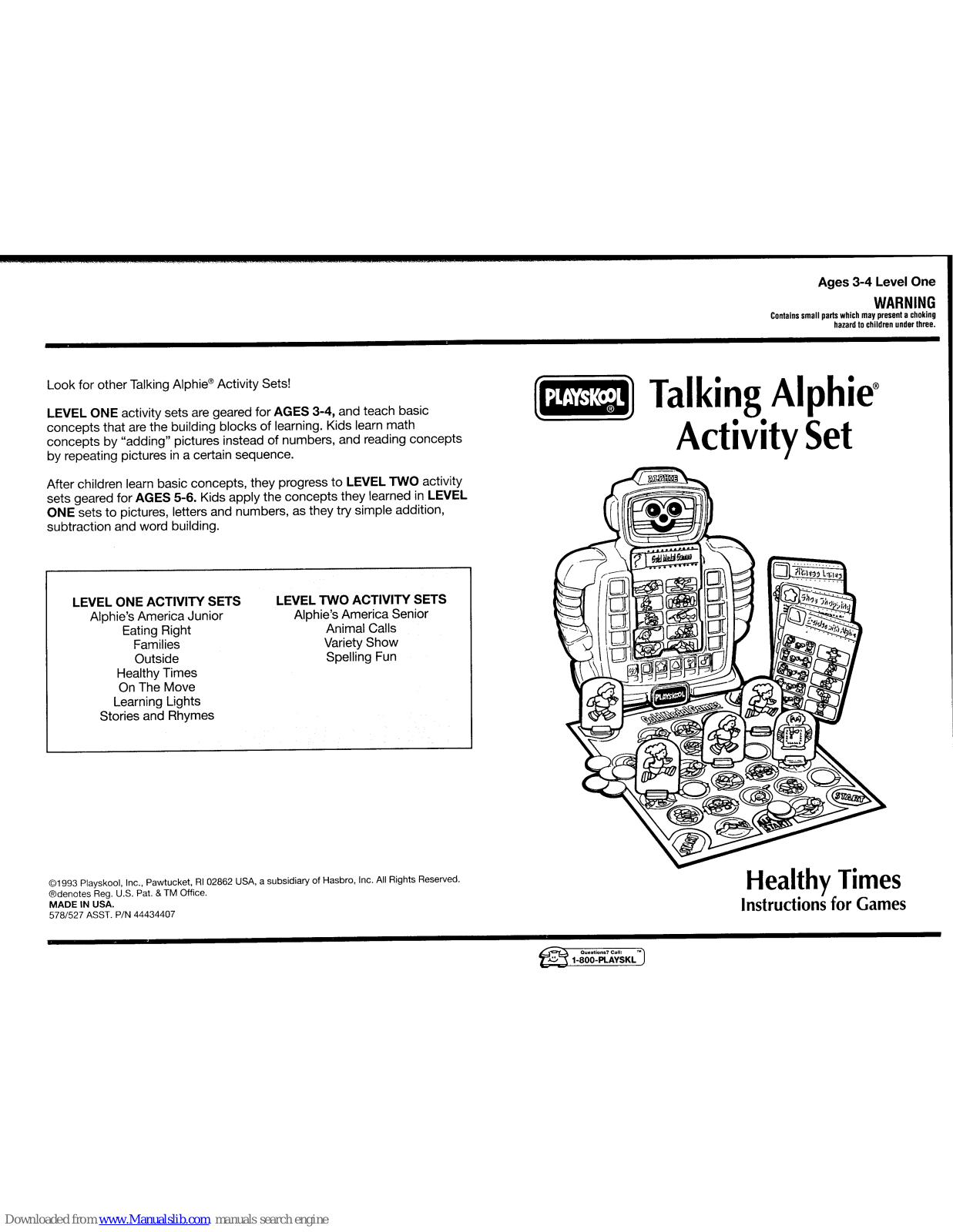 Playskool Talking Alphie Instructions Manual