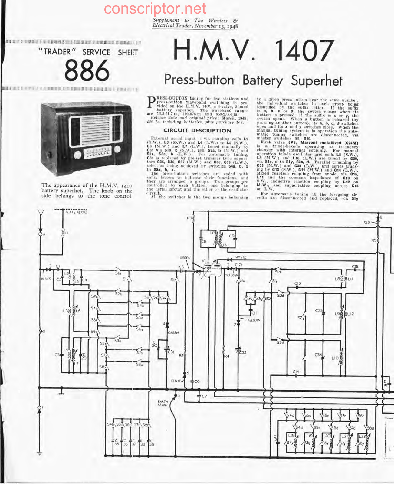 H.M.V. 1407 Service manual