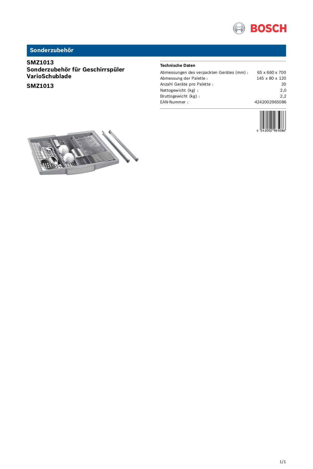 Bosch SMZ1013 User Manual