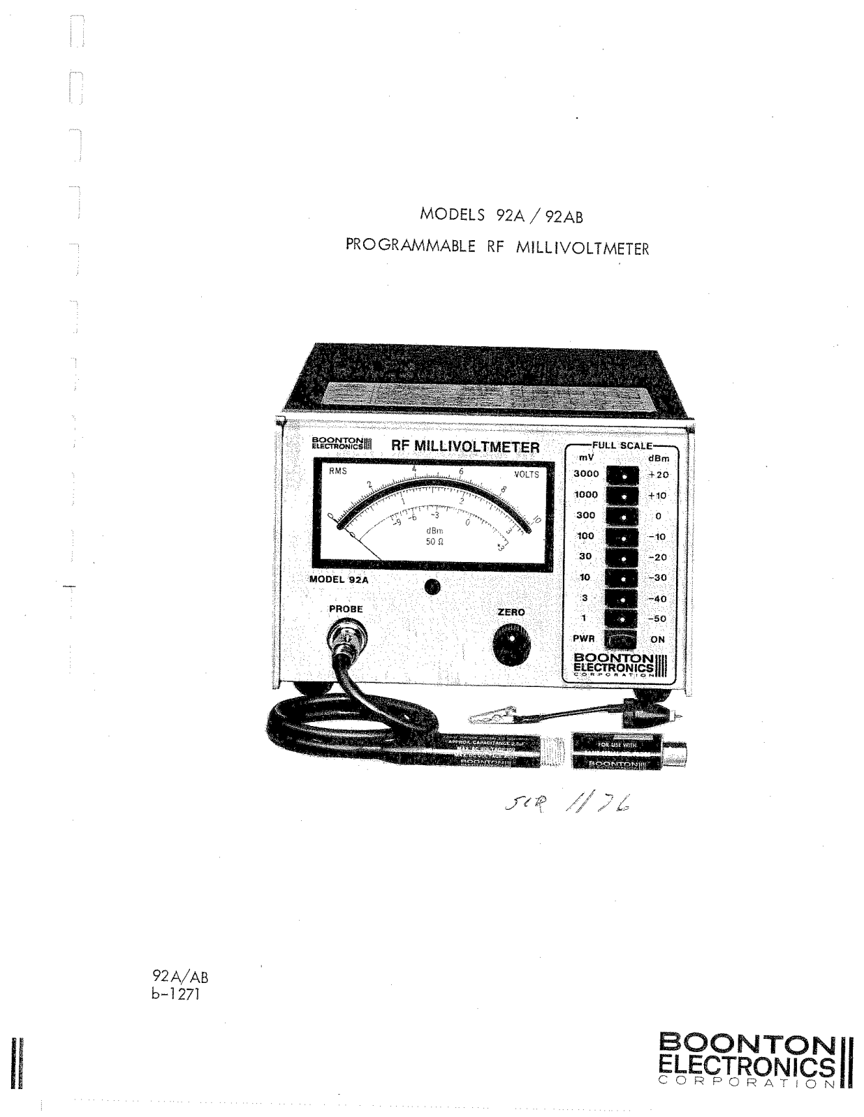 Boonton Electronics 92AB, 92A User Manual