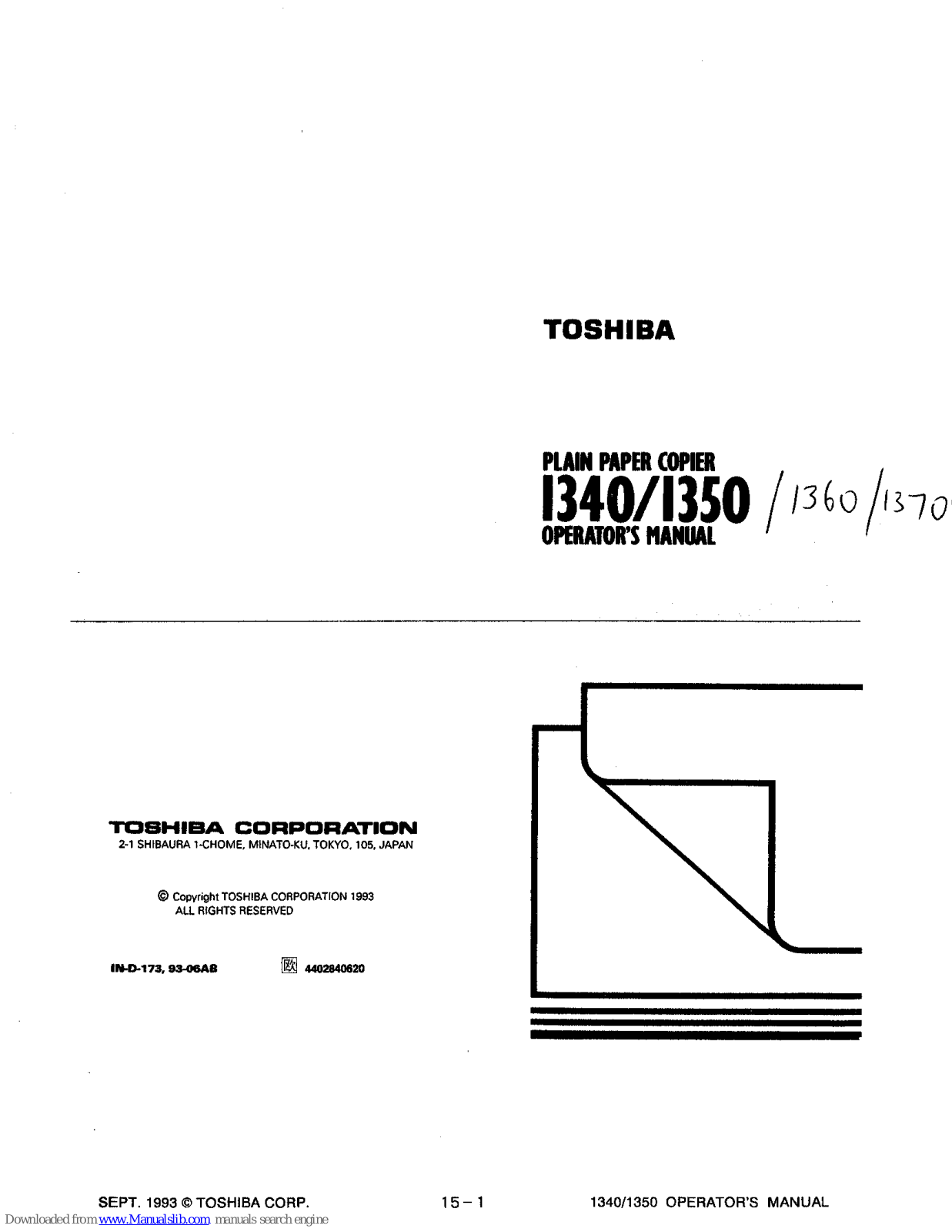 Toshiba I340, I360, I350, I370, 1340 Operator's Manual