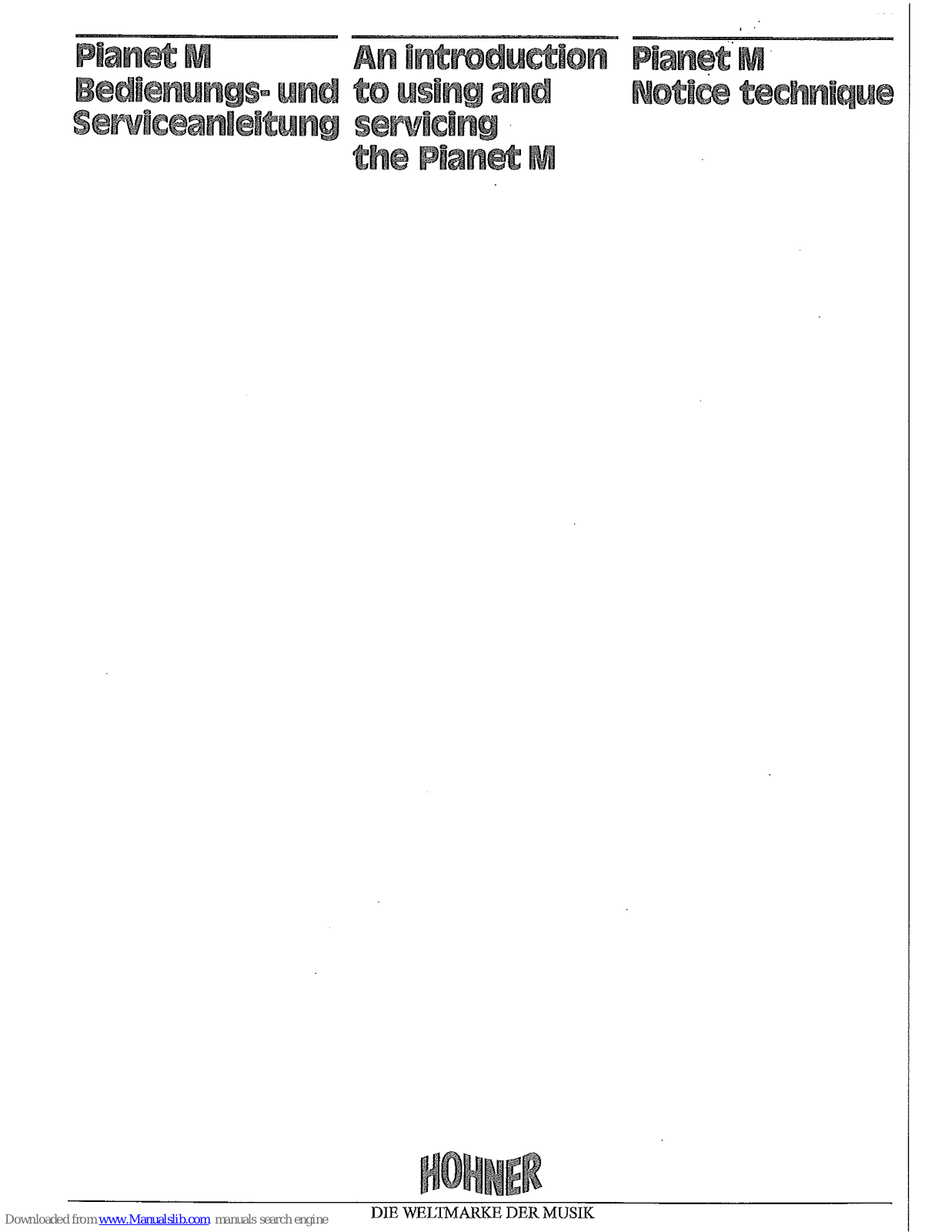 Hohner Planet M User Manual