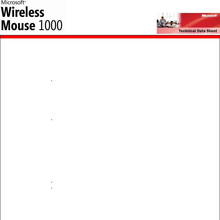 Microsoft WIRELESS MOUSE 1000 DATASHEET