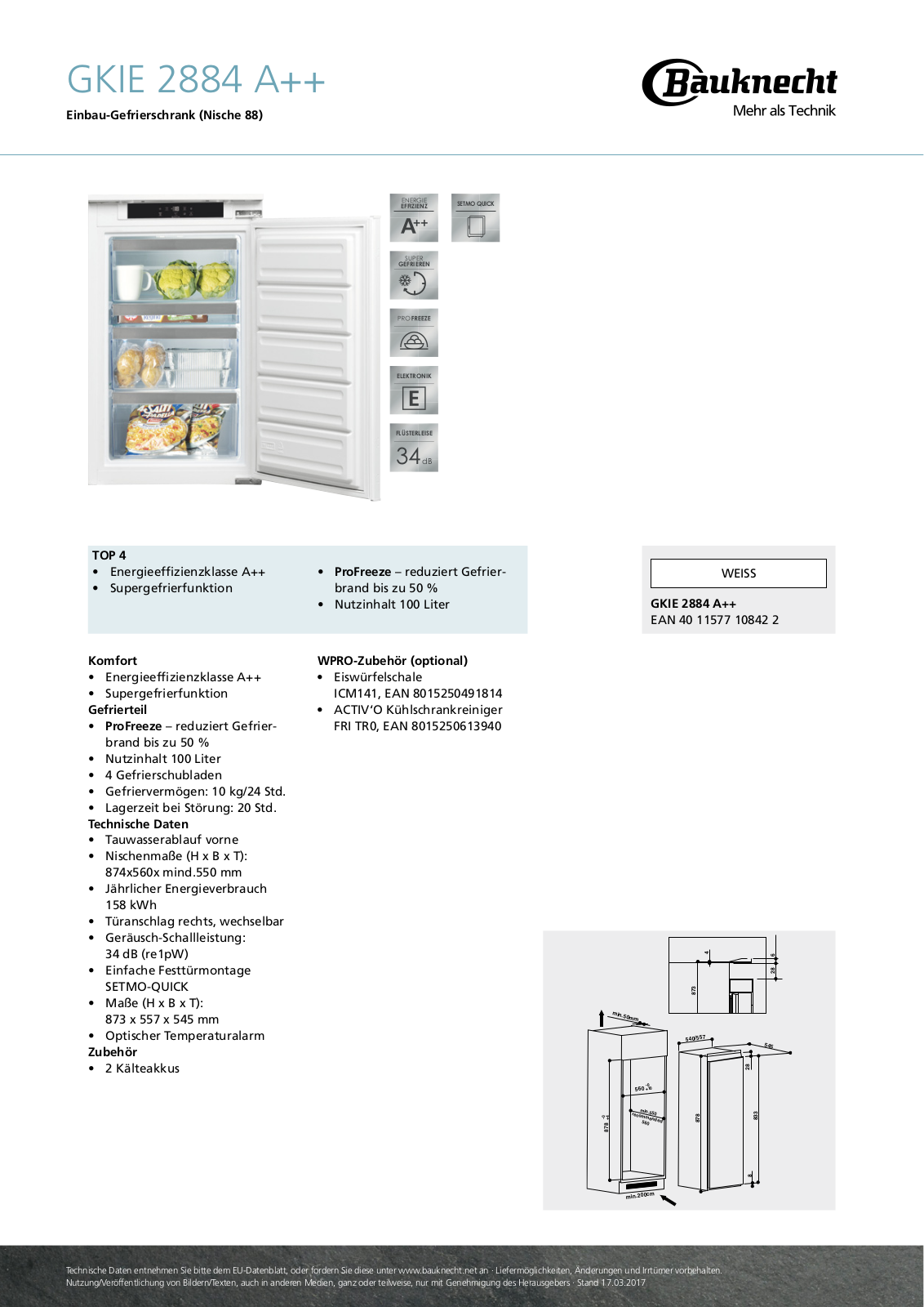 Bauknecht GKIE 2884 A++ User Manual