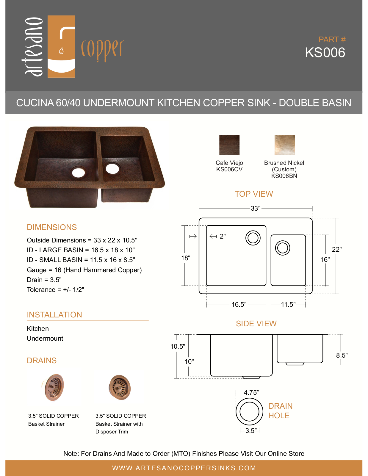 Artesano Design YIPT1070 Specifications - ManualMachine.com