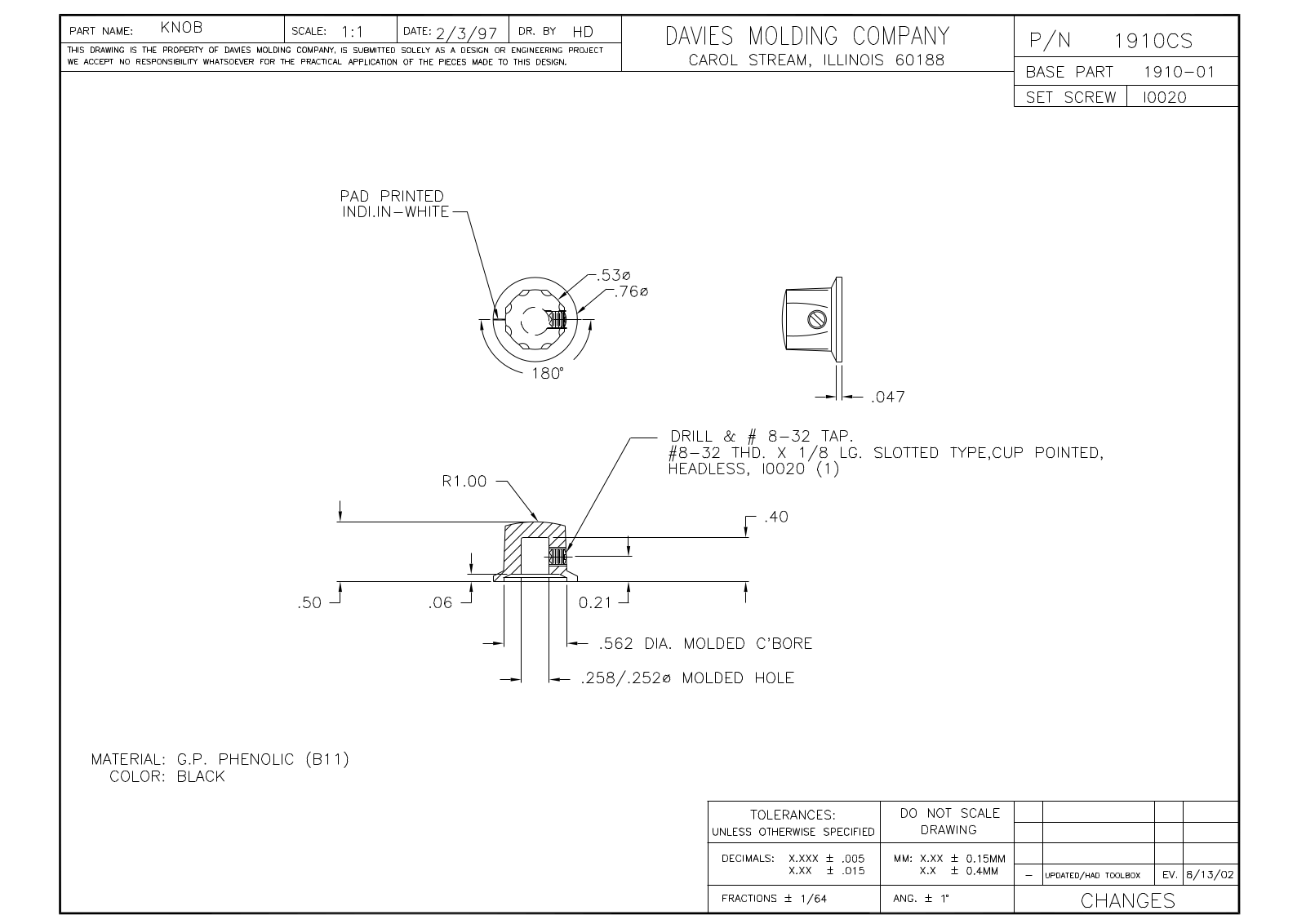 Davies Molding 1910CS Reference Drawing