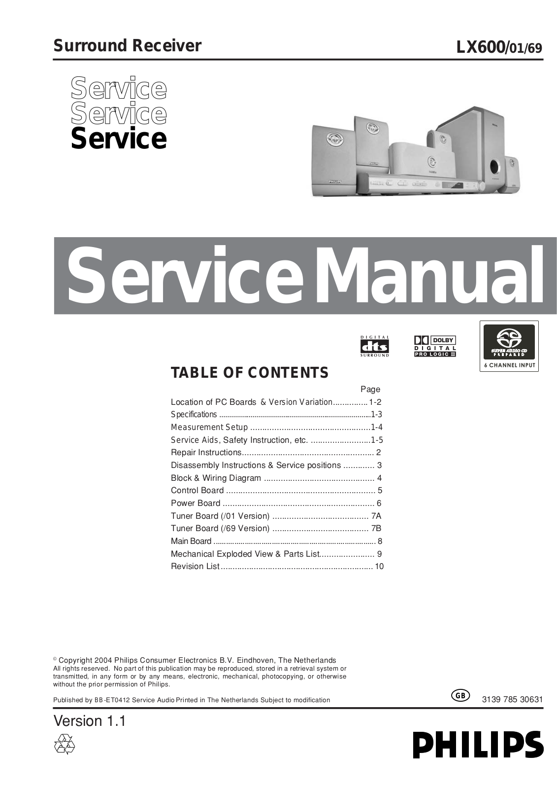 Philips LX-600 Service manual