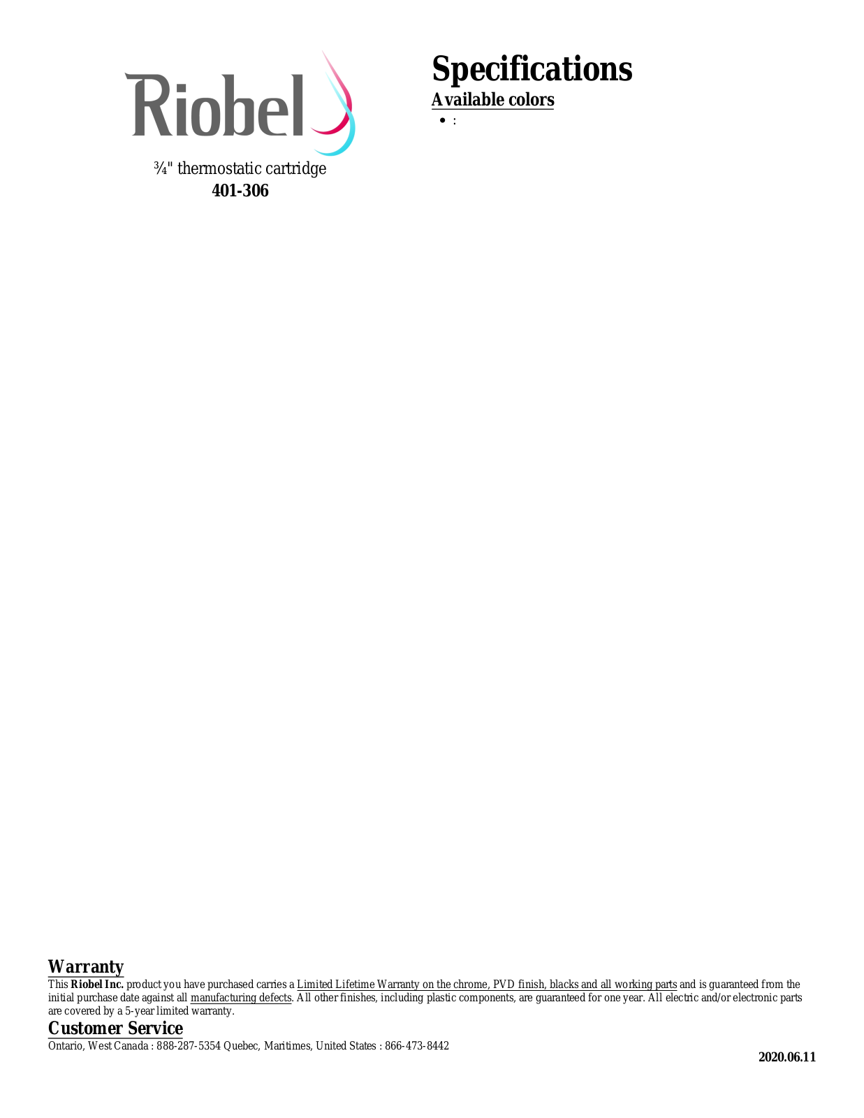Riobel 401306 Specifications - ManualMachine.com