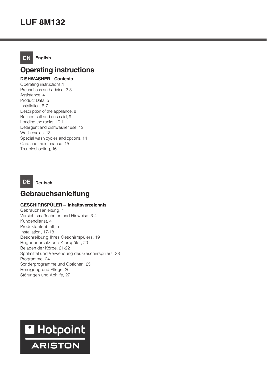 Hotpoint LUF 8M132 X EU User Manual