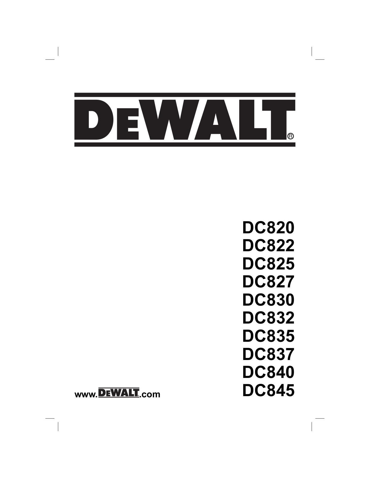 DeWalt DC825B User Manual