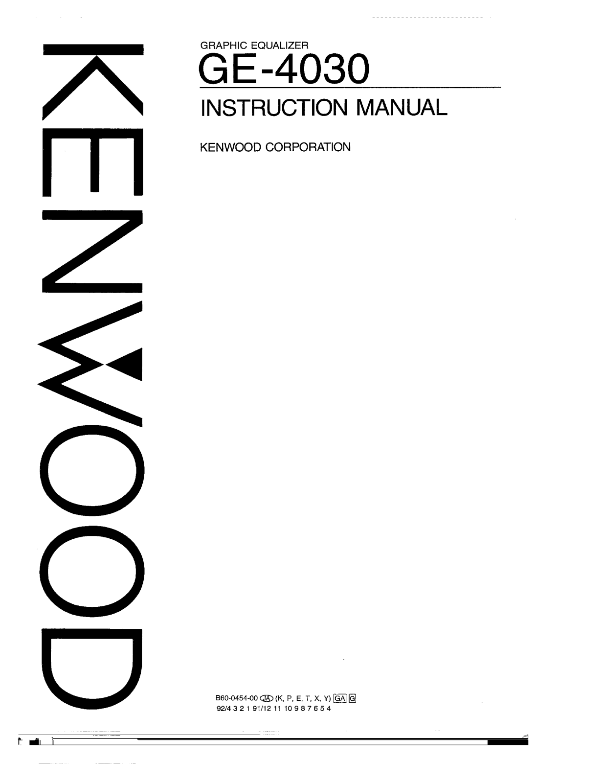 Kenwood GE-4030 Owner's Manual