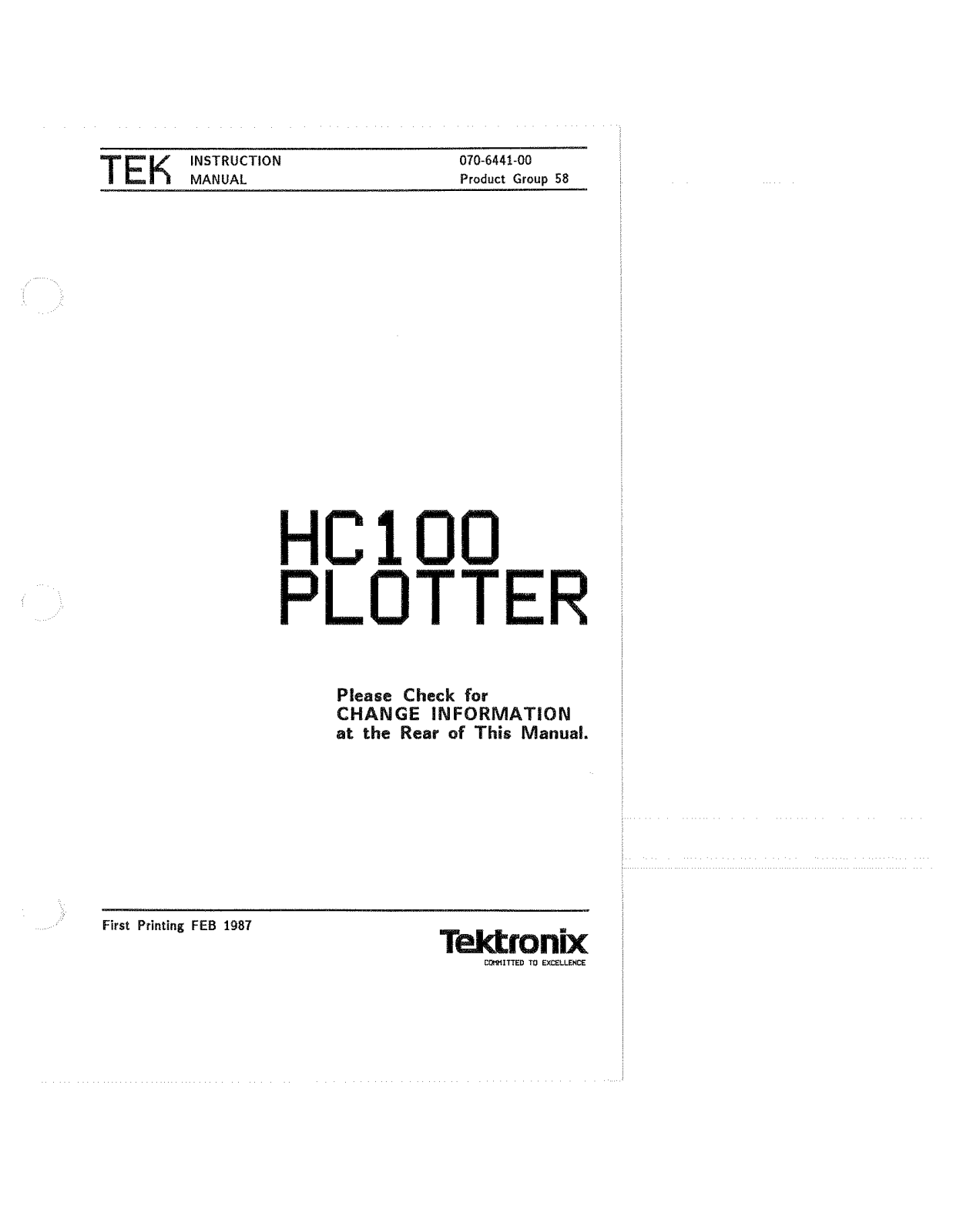 Tektronix HC100 User Manual