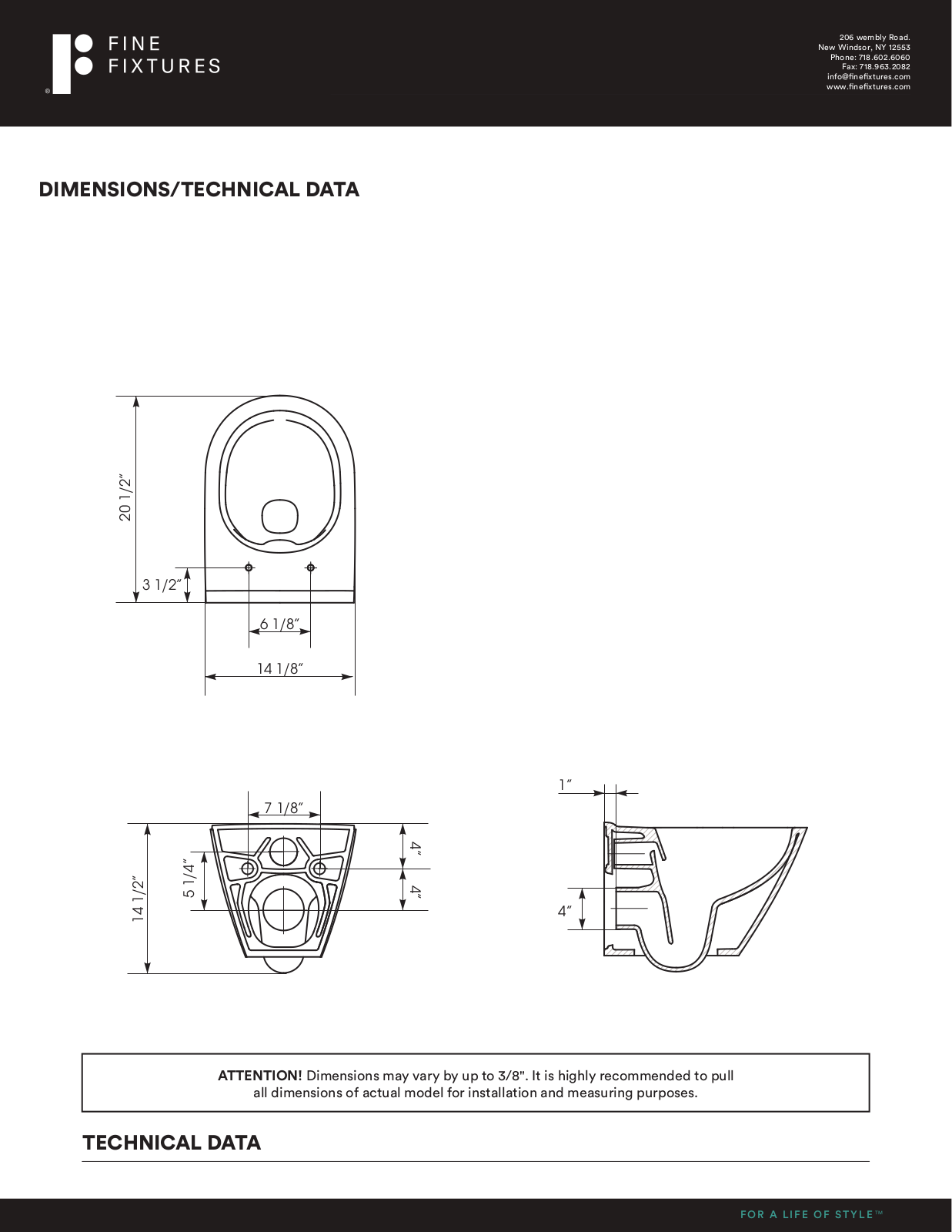 Fine Fixtures WT11RM Specifications