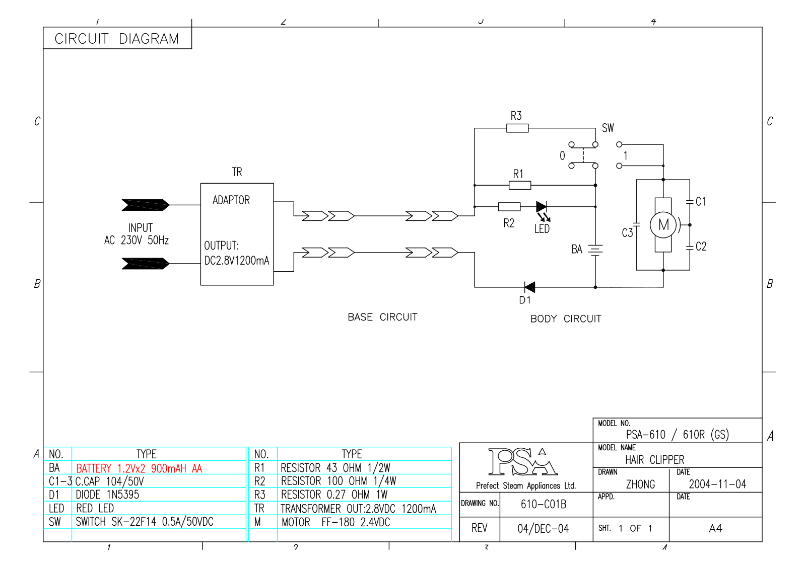 Vitek PSA-610R, PSA-610 Circuit diagrams