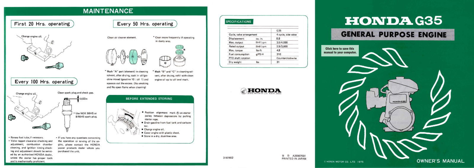 Honda Power Equipment G35 User Manual