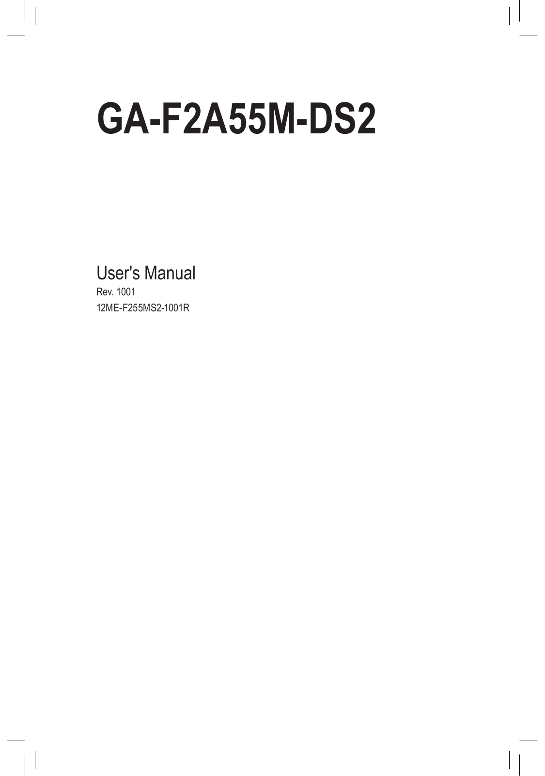 GIGABYTE GA-F2A55M-DS2 Owner's Manual