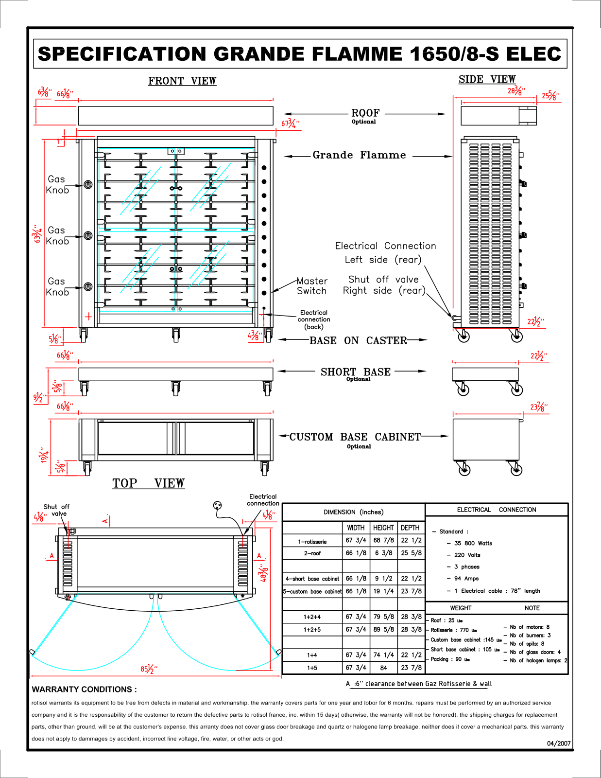 Rotisol 1680 8 S ELEC Specifications