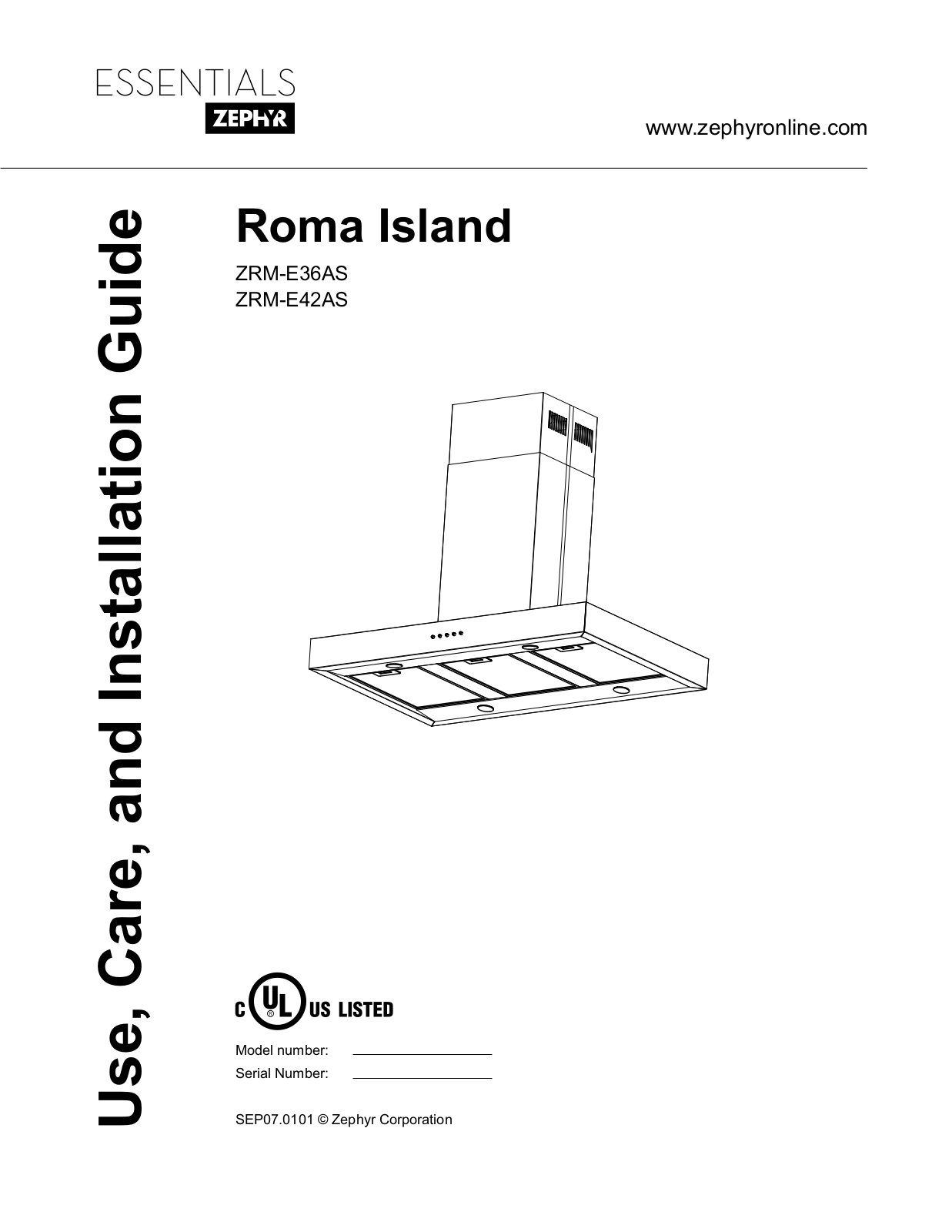 Zephyr ZRM-E36AS, ZRM-E42AS User Manual