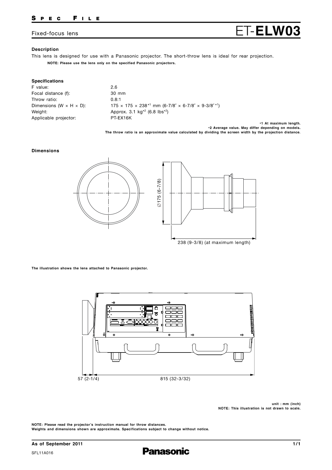 Panasonic ET-ELW03 User Manual