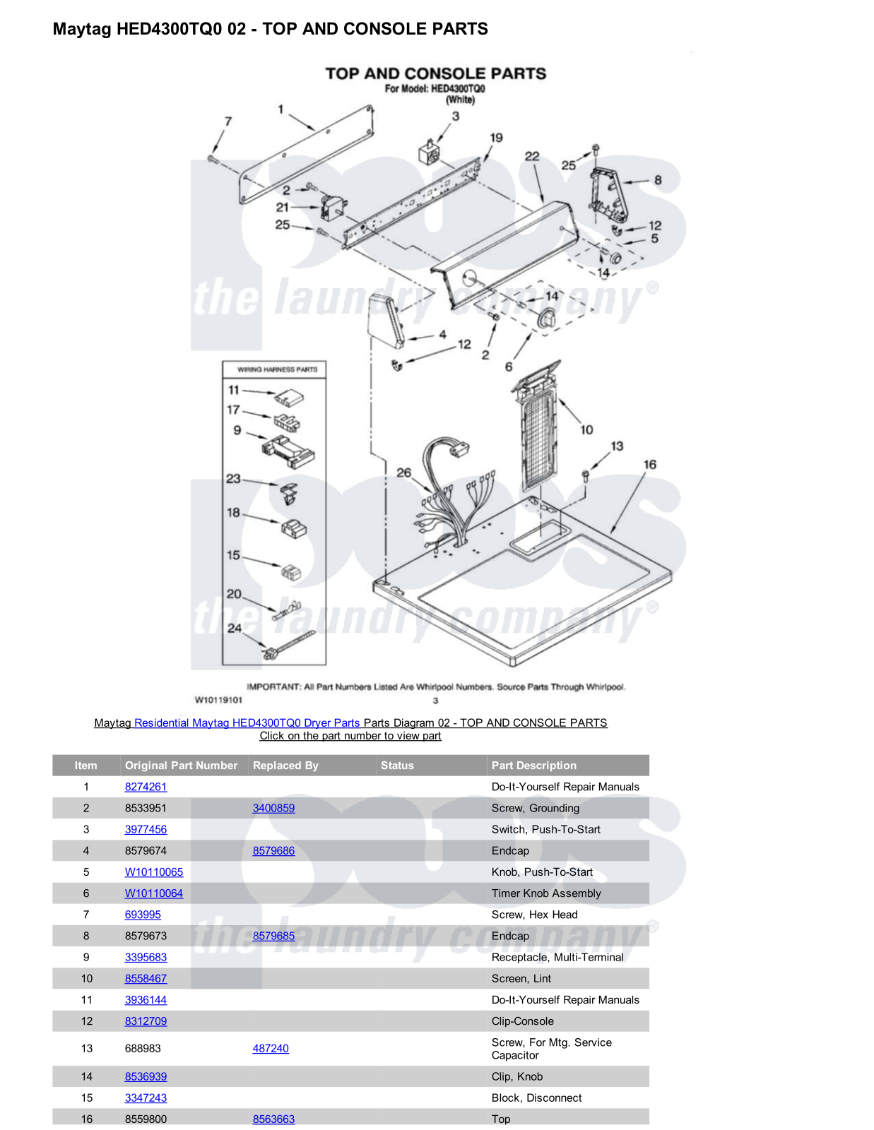 Maytag HED4300TQ0 Parts Diagram