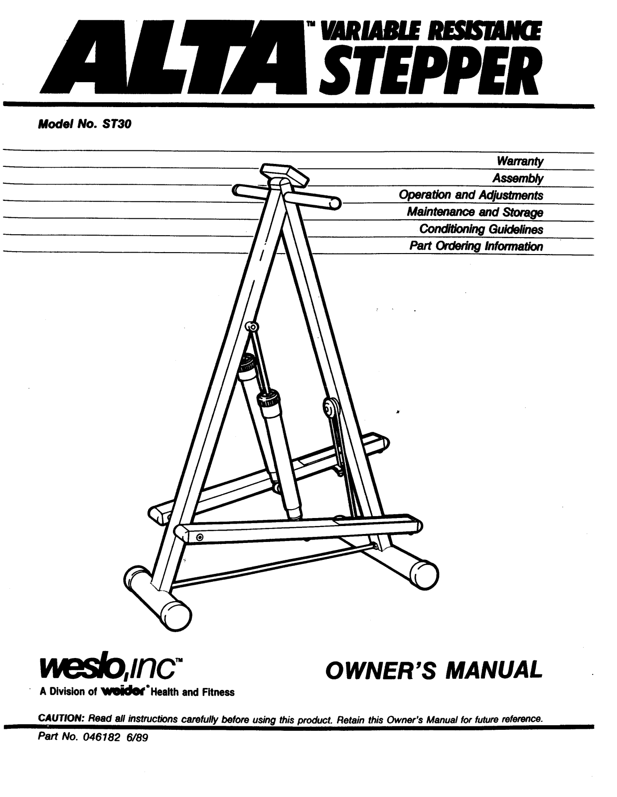 Weslo ST30 Owner's Manual