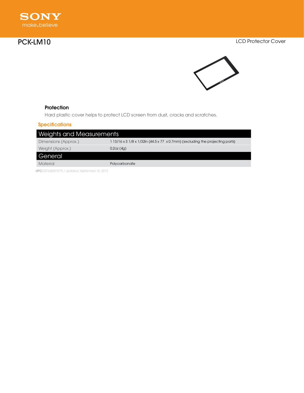 Sony PCK-LM10 User Manual