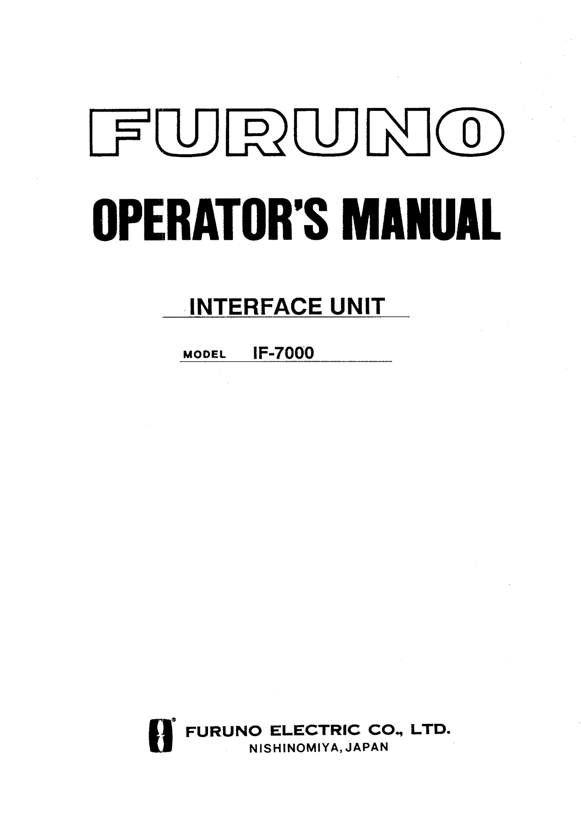 Furuno IF-7000 OPERATORS MANUAL