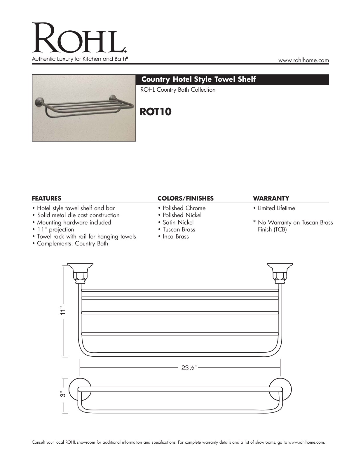 Rohl ROT10PN User Manual