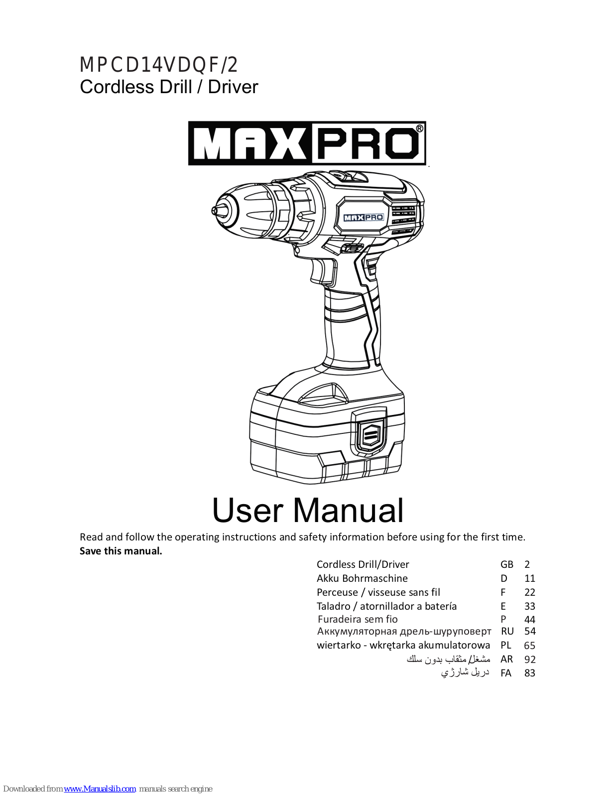 MaxPro MPCD14VDQF/2, MPCD12VDQF/2, MPCD18VDQF/2 User Manual