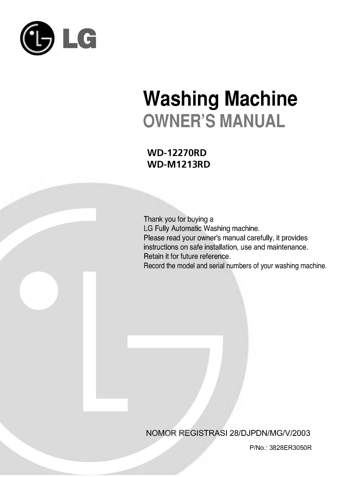 LG WD-12270RD Manual book