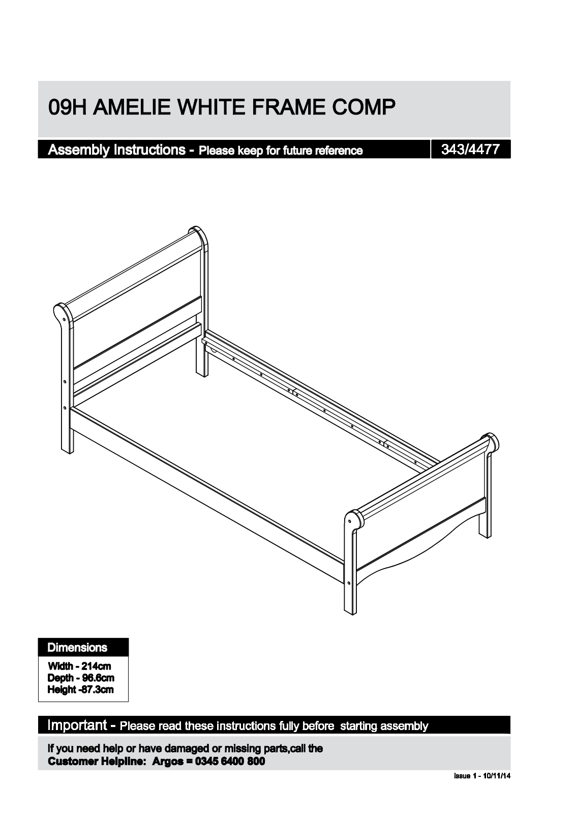 Argos Amelie ASSEMBLY INSTRUCTIONS