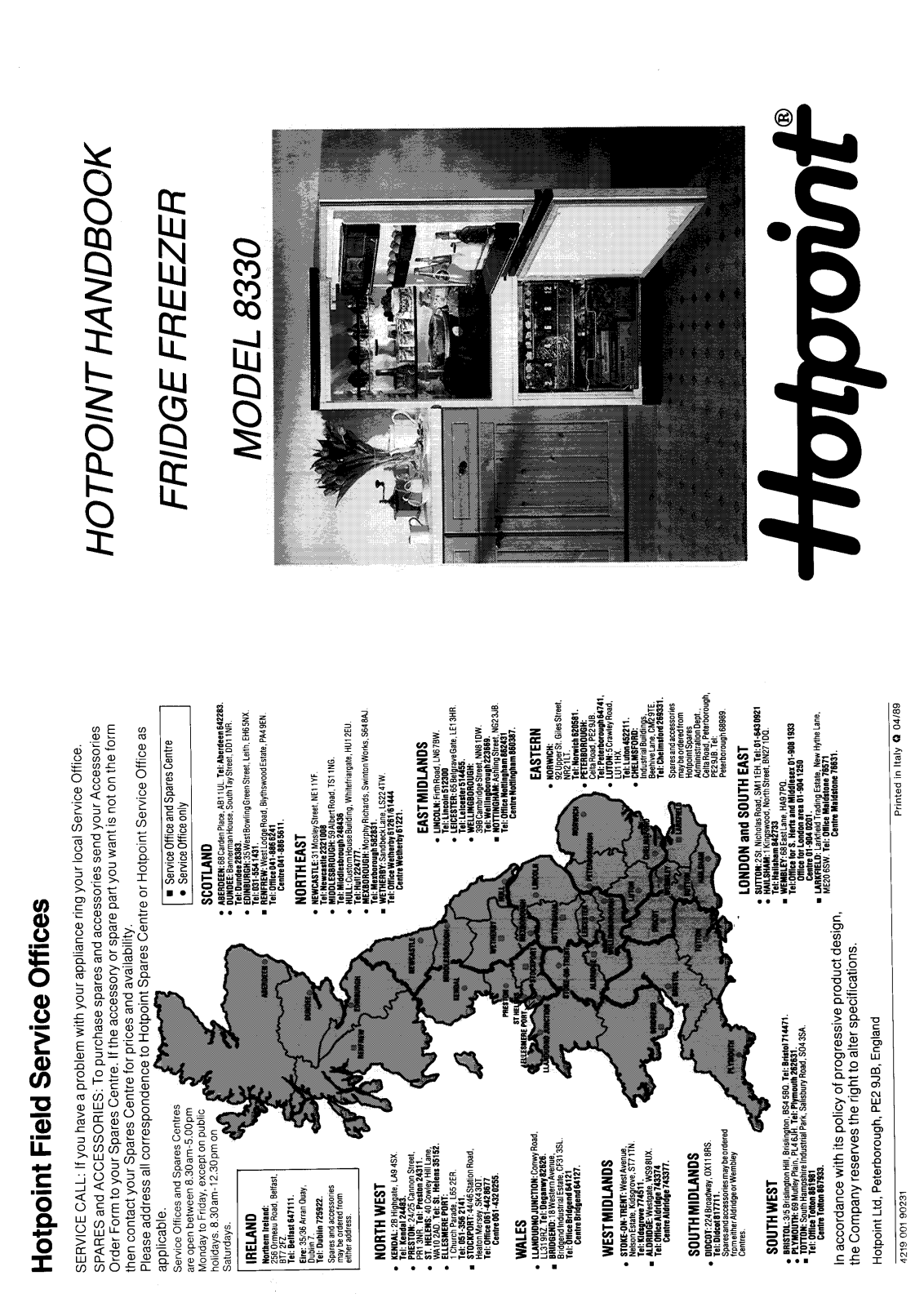 Hotpoint 8330 User Manual