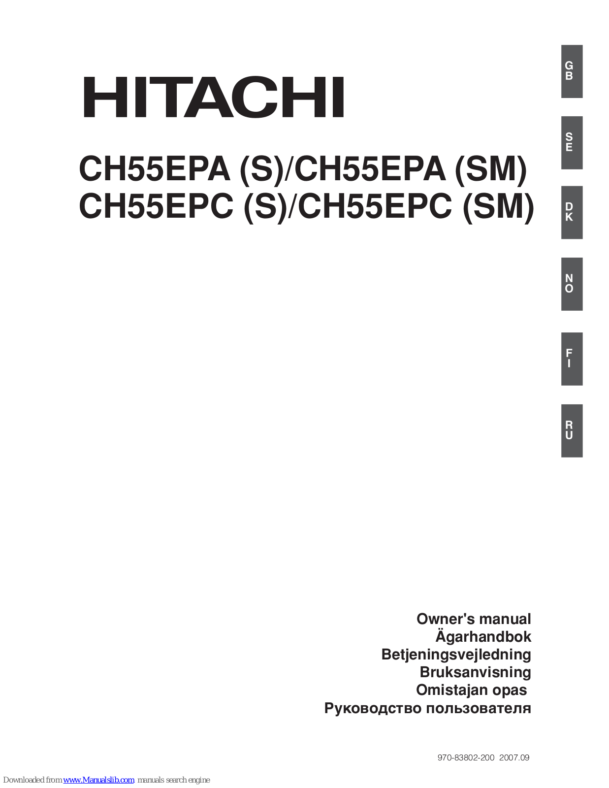 Hitachi CH55EPA, CH55EPC Owner's Manual