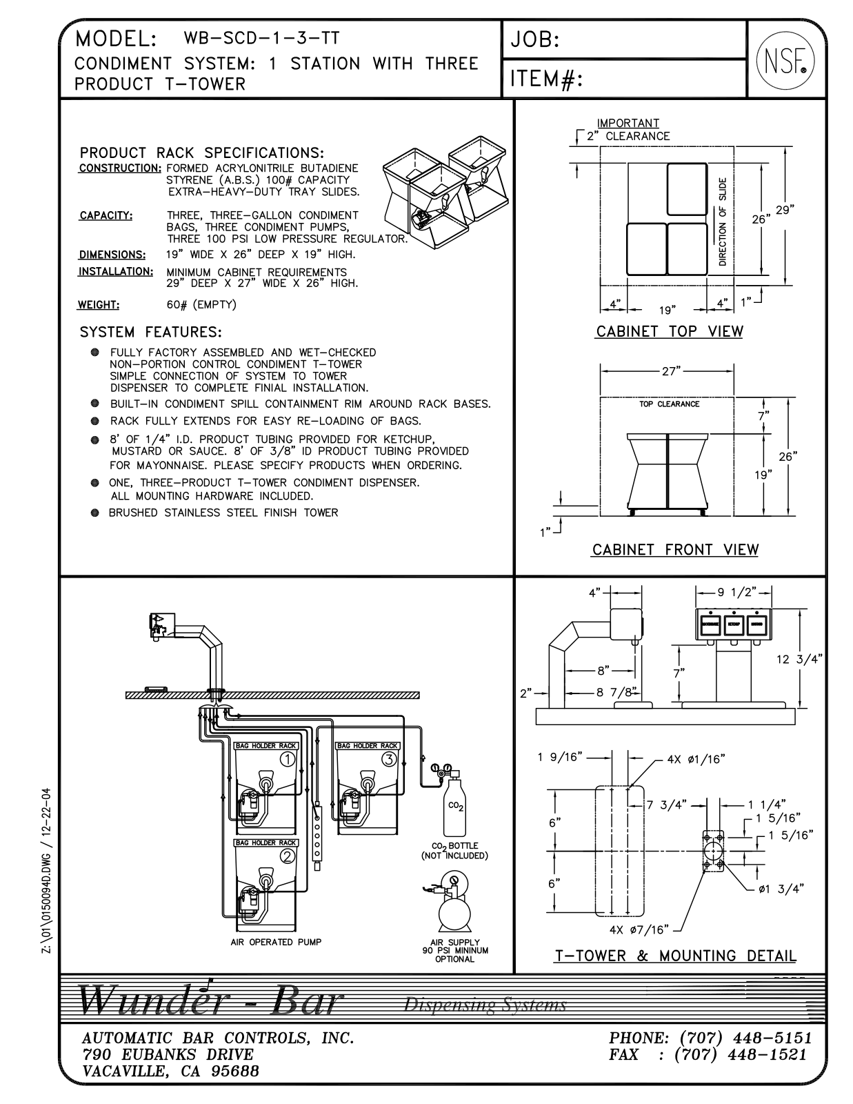 Wunder Bar WB-SCD-1-3-TT User Manual