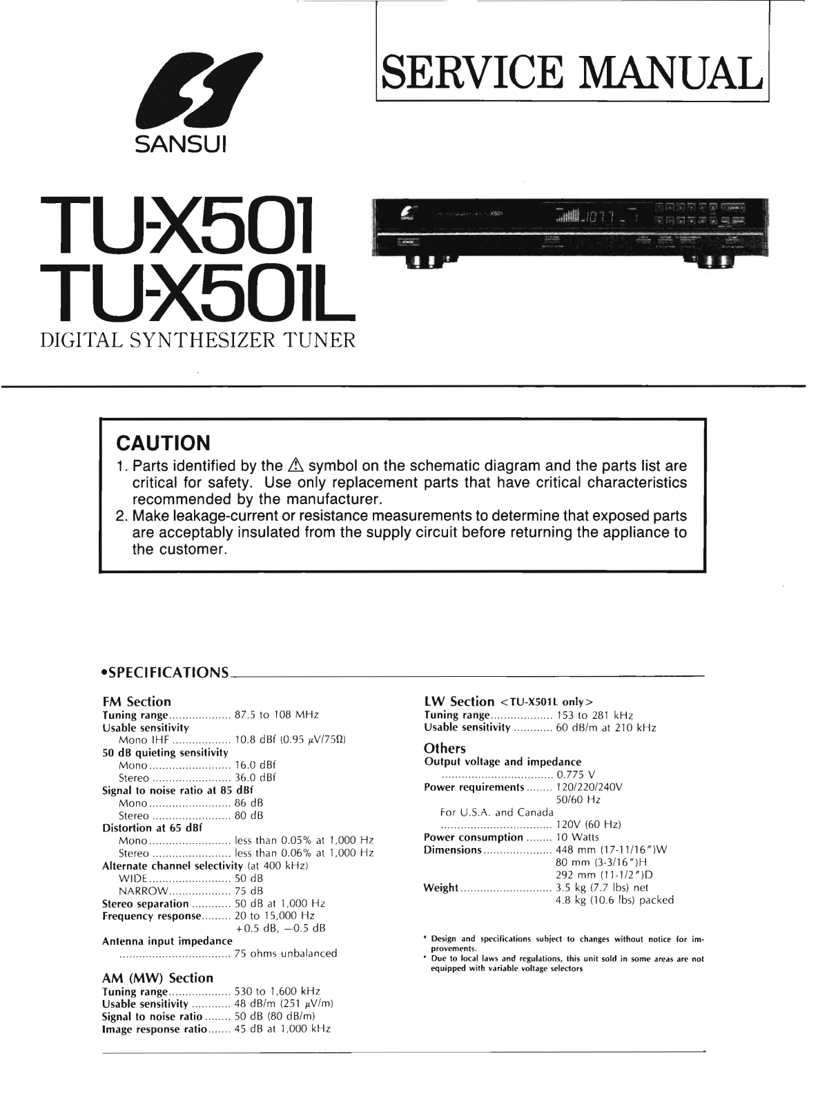 Sansui TU-X501 Service Manual