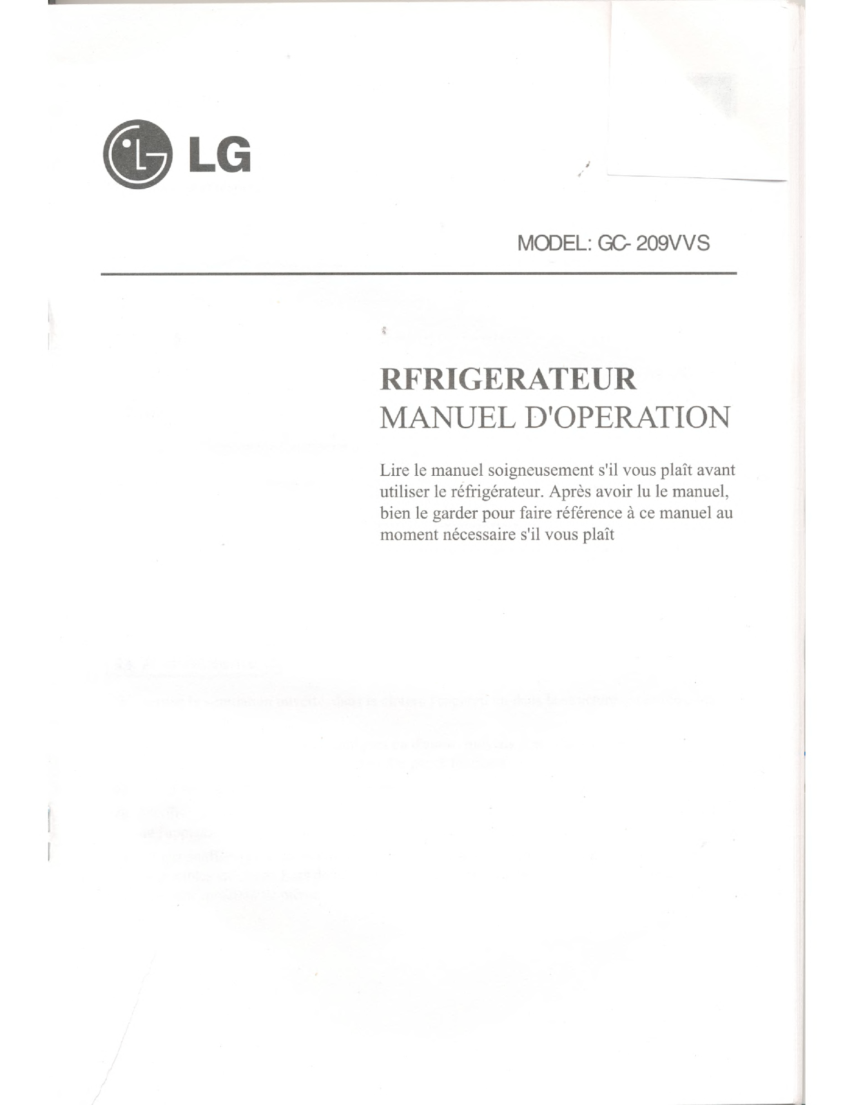 LG GC-209VVS User Manual