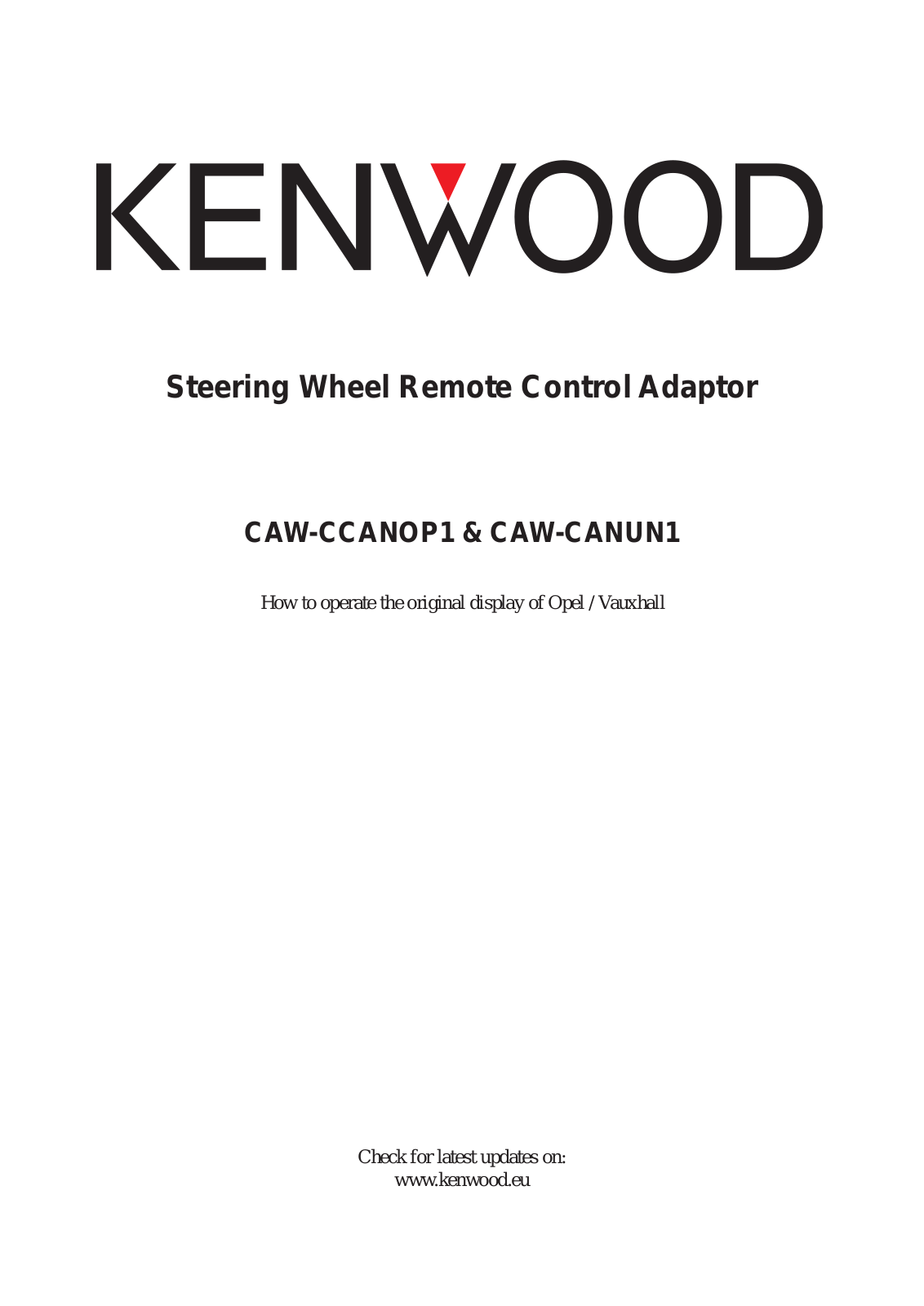 Kenwood CAW-CCANOP1 User Manual