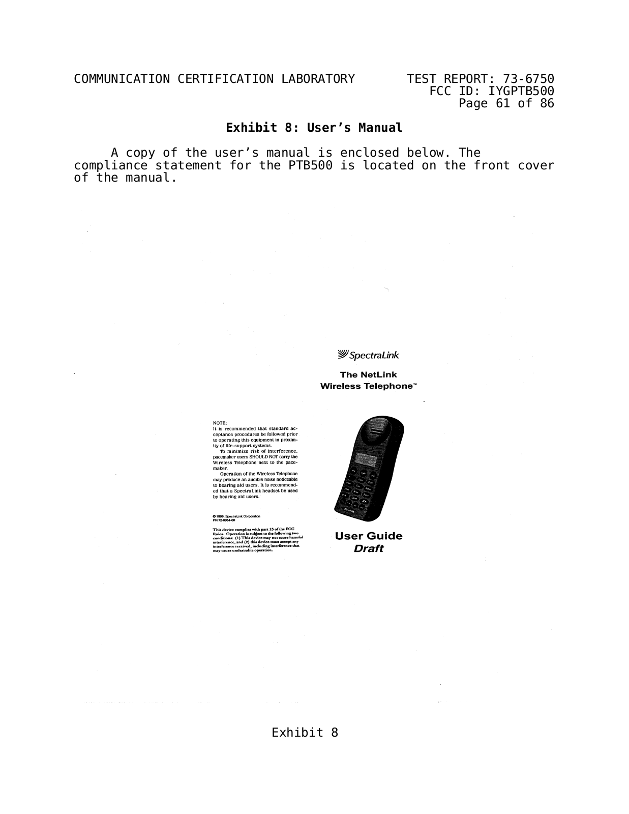 Spectralink PTB500 Users Manual