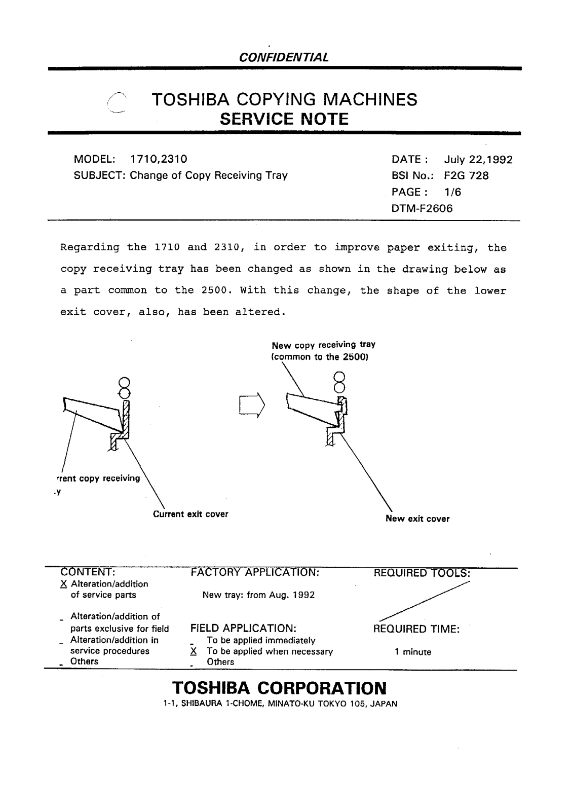 Toshiba f2g728 Service Note